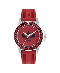 adidas Unisex Analog Red Silicone Watch, 44mm
