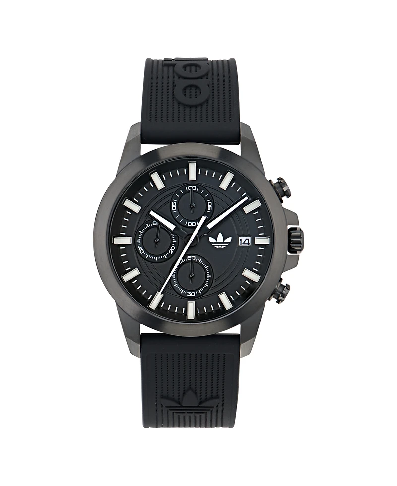 adidas Unisex Chronograph Date Black Silicone Watch, 43mm