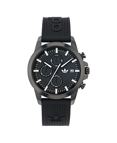 adidas Unisex Chronograph Date Black Silicone Watch, 43mm