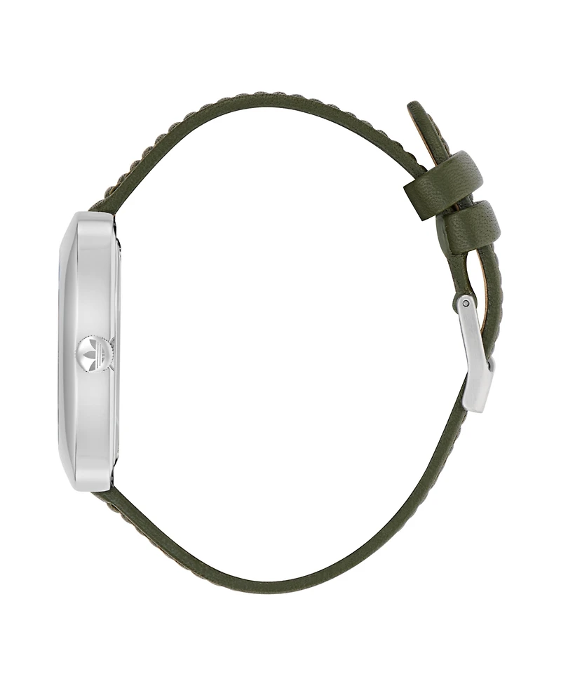 adidas Unisex Analog Green Leather Watch, 37mm