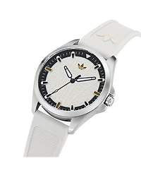 adidas Unisex Analog White Silicone Watch, 40mm