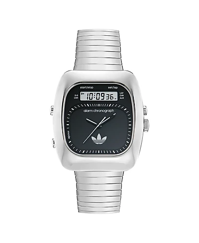 adidas Unisex Analog Silver-Tone Stainless Steel Watch, 37mm