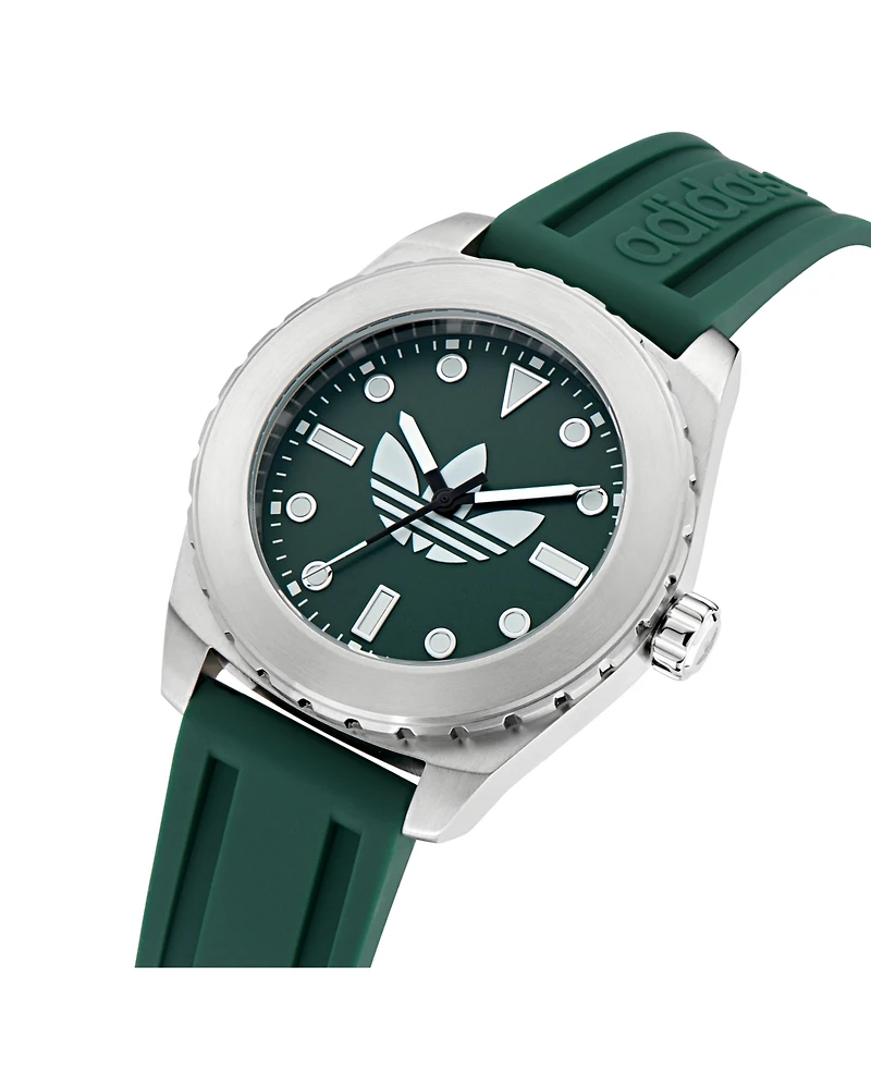 adidas Unisex Analog Green Silicone Watch, 44mm