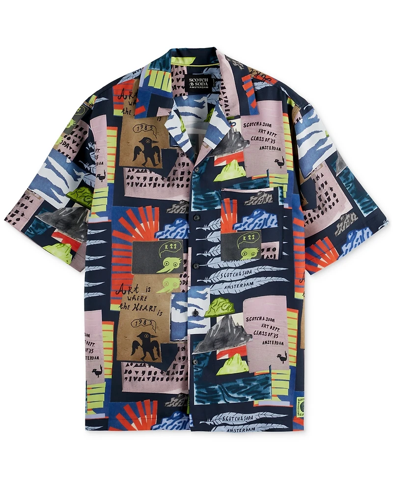 Scotch & Soda Men's Relaxed-Fit Allover Patterned Shirt