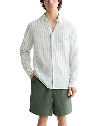 Scotch & Soda Men's Long Sleeve Voile Dash Print Button-Front Shirt