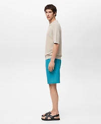 Mango Men's Linen Bermuda Drawstring Shorts