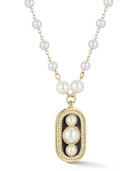 Rachel Zoe Gold Plated Triple Pearl Tag Necklace