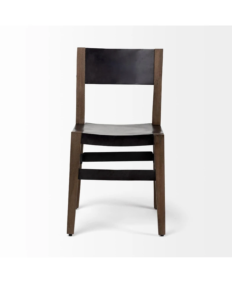 Metal and Wood Open Back Dining Chair for Industrial Style Seating