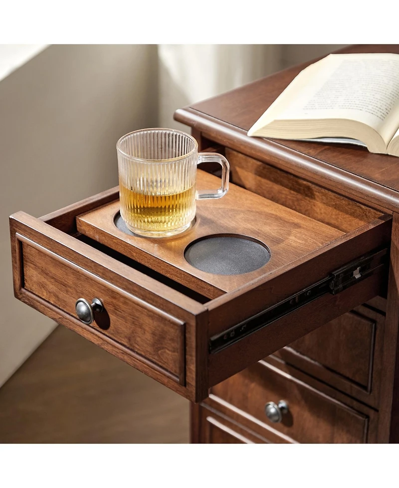 Traditional Mattew End Table with Storage and Built-In Outlets