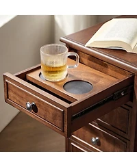 Traditional Mattew End Table with Storage and Built-In Outlets