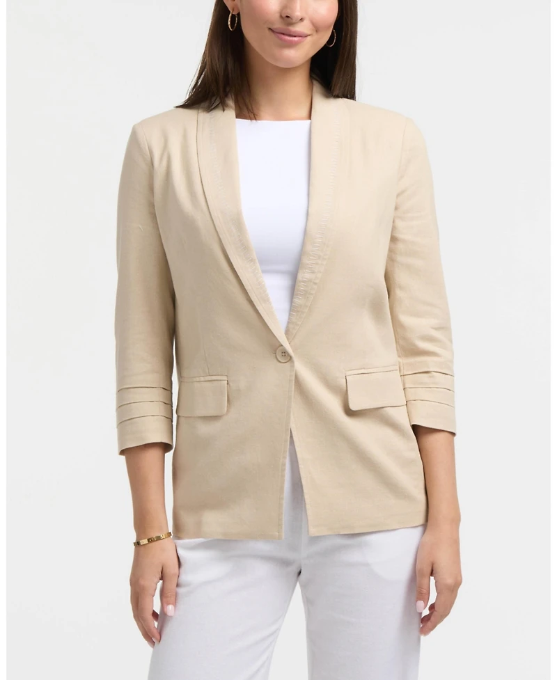Ellen Tracy Women's Tailored Linen-Blend Blazer