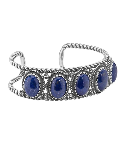 American West Lapis Lazuli Decorative Cuff Bracelet Sterling Silver