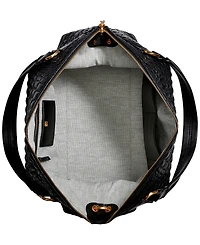 Donna Karan New York Glenwood Quilted Croc Top Handle Satchel with Tassel Detail