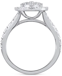 Diamond Oval Cluster Engagement Ring (1 ct. t.w.) in 14k White Gold