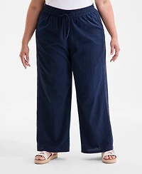 Style & Co Plus Eyelet-Trim Wide-Leg Pants, Exclusively at Macy's