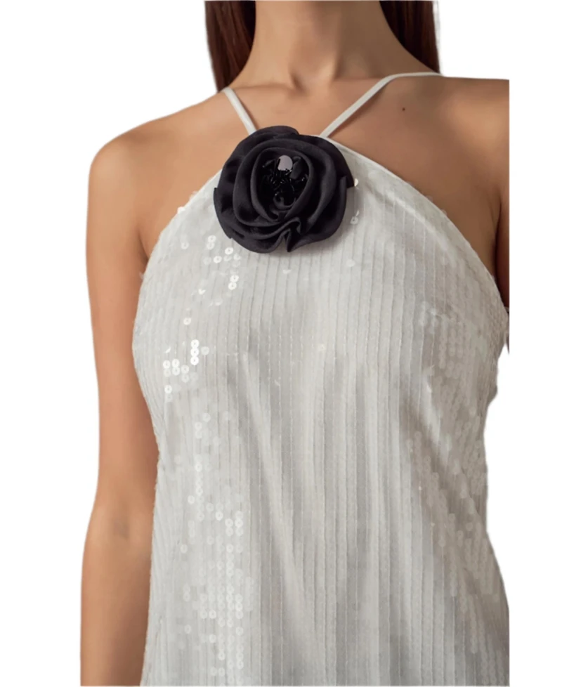 endless rose Women's Sequin Mini Dress with florette