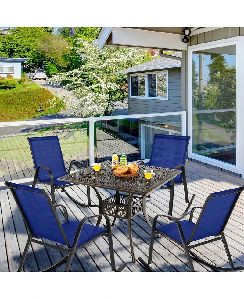 2pcs Patio Rocking Chair Heavy-Duty Metal Rocker Outdoor Anti-Slip
