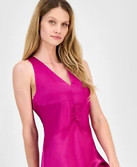 Boss Orange Women's V-Neck Sleeveless Satin Midi Dress