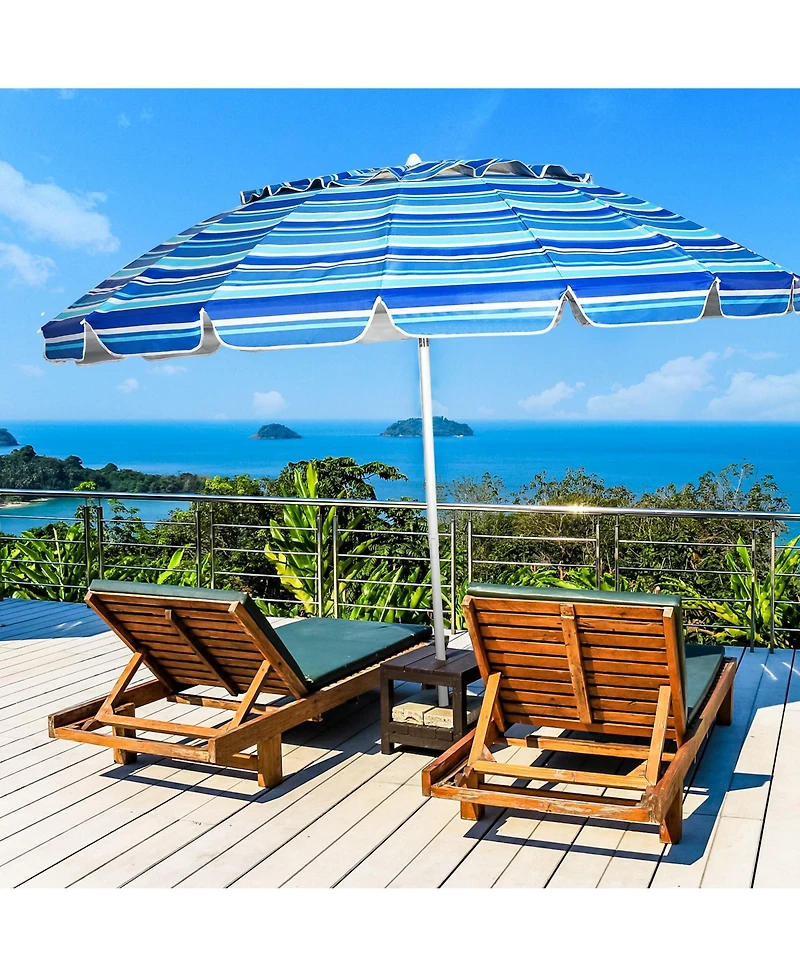 Gymax 8ft Beach Umbrella Outdoor Patio Garden w/ Carrying Bag Sand Anchor