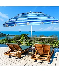 Gymax 8ft Beach Umbrella Outdoor Patio Garden w/ Carrying Bag Sand Anchor