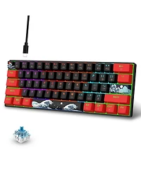 60% Mechanical Gaming Keyboard,61 Keys with Linear Blue Switches,Wired Mechanical Keyboard with Led Backlit,Compact Ergonomic Keyboard (Red)