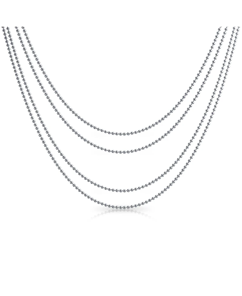 Bling Jewelry Set of 4 Thin Minimalist Stainless Steel Saturn Chain Necklace 18. 20, 24 & 30 Inch