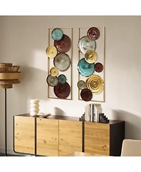 LuxenHome 2-Piece Multi-Color Gems Abstract Metal Wall Decor Set