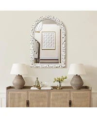 LuxenHome Distressed White Arch Rectangle 36-Inch Tall Wall Mirror, Accent and Vanity