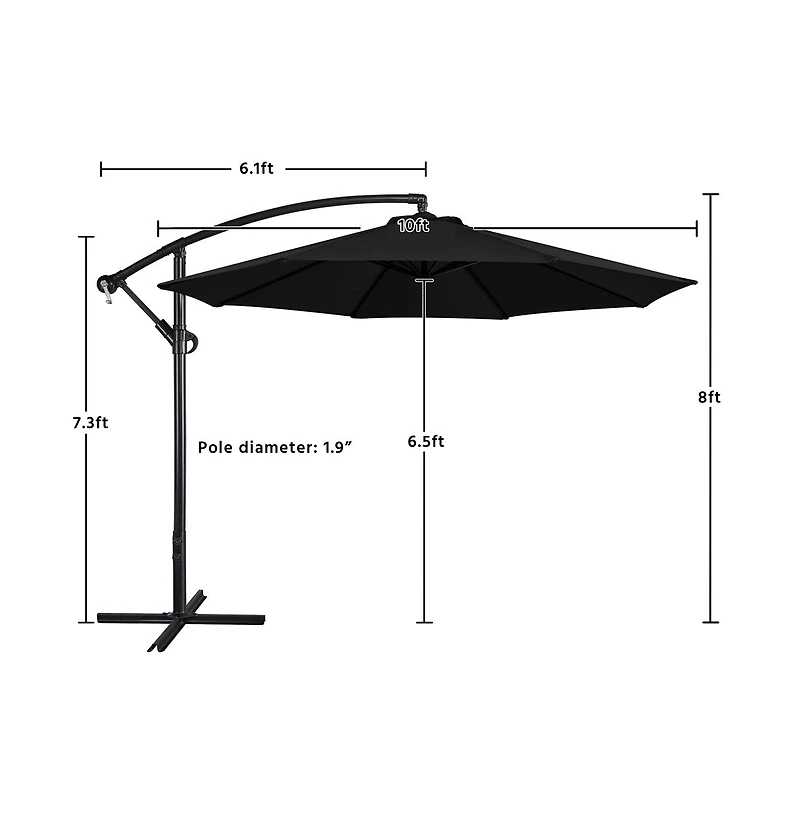 Yaheetech 10 Ft Patio Offset Umbrella Cantilever Umbrella, Red