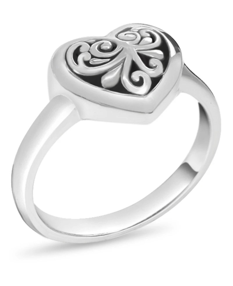 Devata Sweet Heart Filigree Ring in Sterling Silver