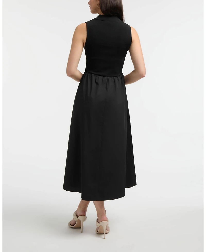 Ellen Tracy Women's Sleeveless Polo Collar Twofer Dress