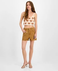 Avec Les Filles Women's High-Rise Specialty Yoke Front Shorts