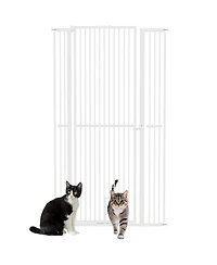 PawHut 67" Extra Tall Pet Gate, 30"-41" Dog Gate with Cat Door,
