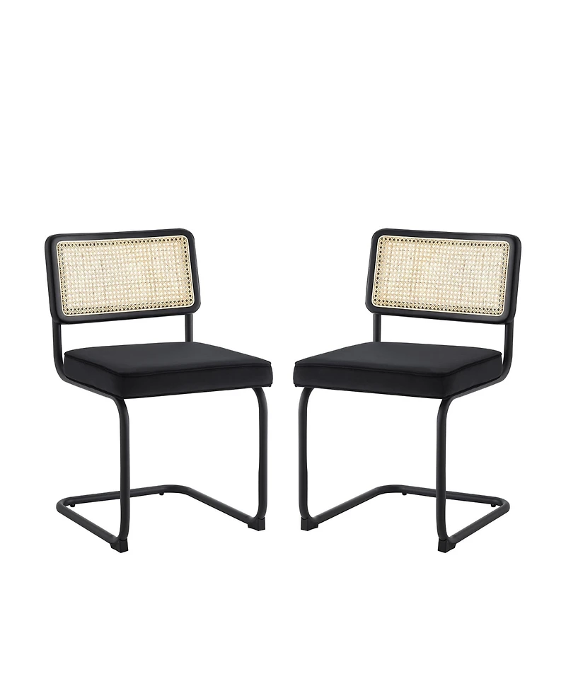 Set of Two Velvet Upholstered Dining Side Chairs with Stylish Design