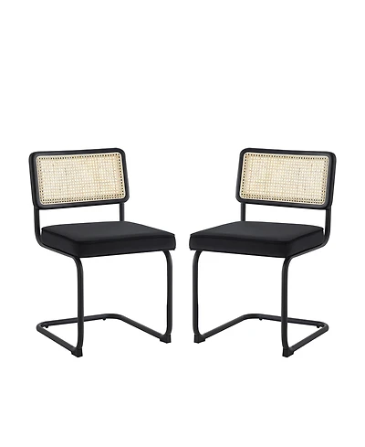 Set of Two Velvet Upholstered Dining Side Chairs with Stylish Design