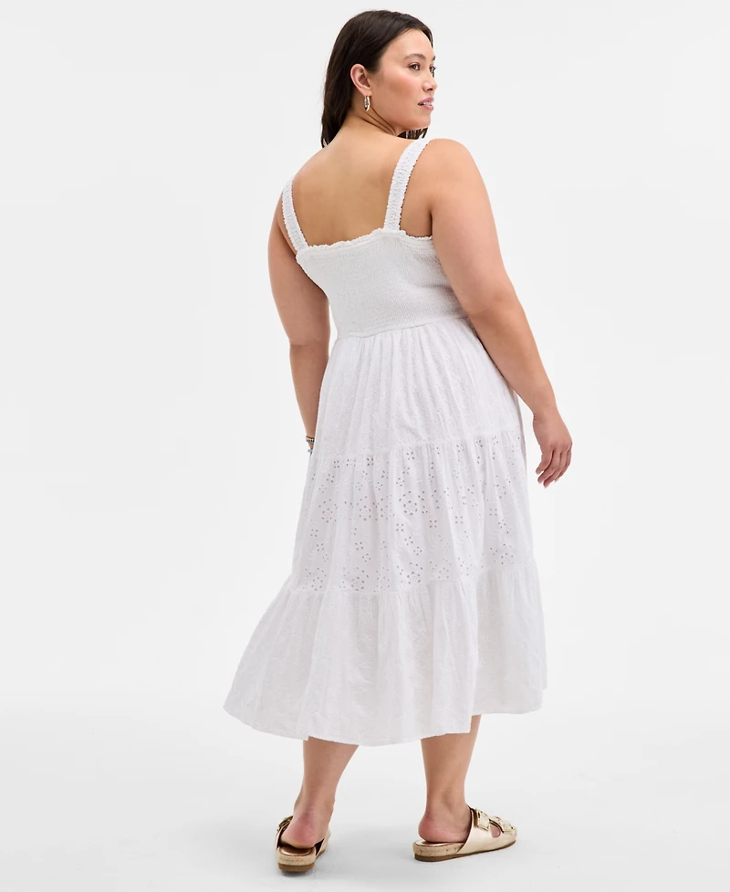 On 34 Trendy Plus Smocked Eyelet Maxi Dress, Exclusively at Macy's