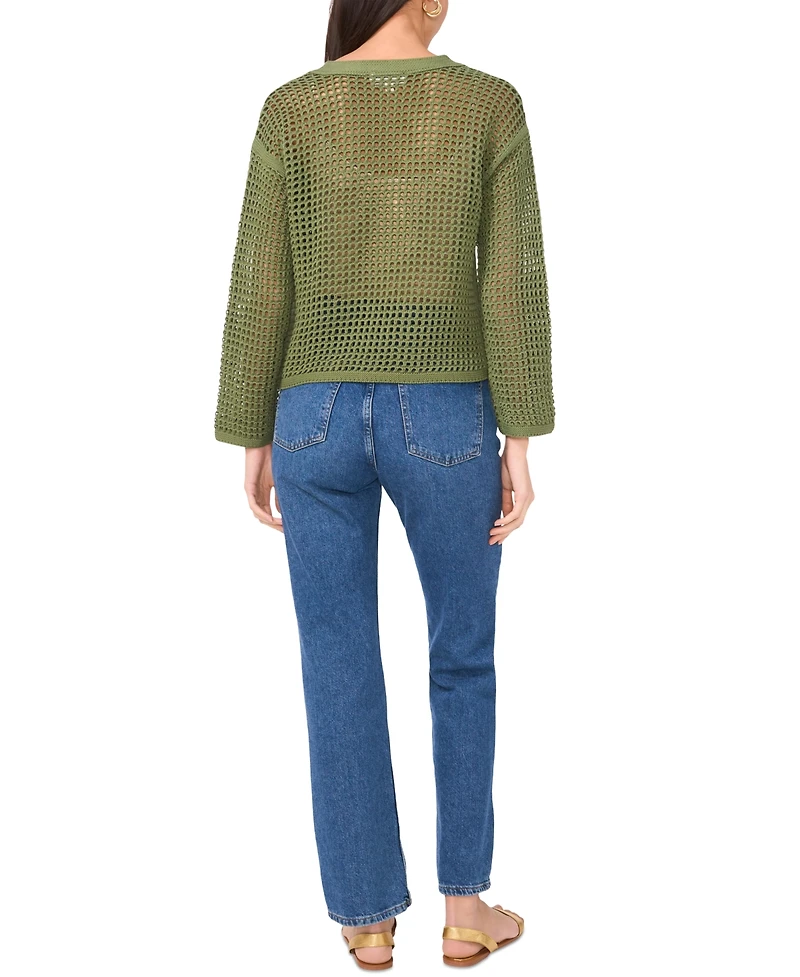 Vince Camuto Women's Lace-Up Fishnet Long-Sleeve Sweater