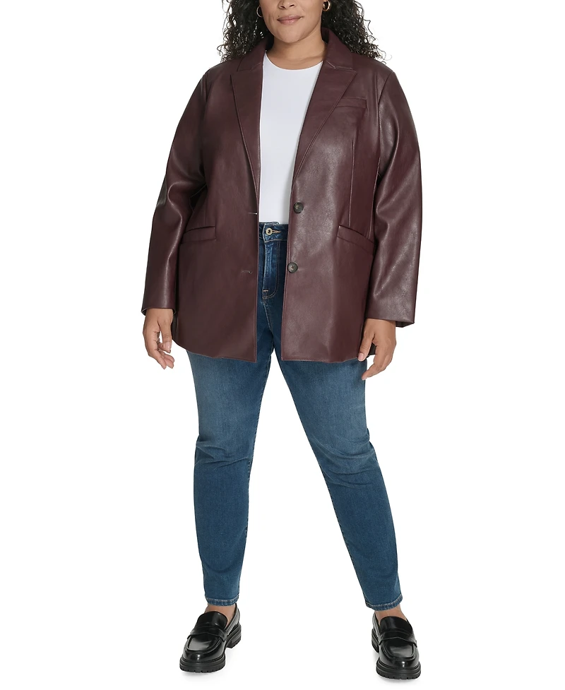 Levi's Plus Size Faux-Leather Peak-Lapel Jacket