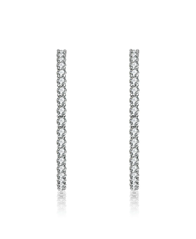 White Gold Plated with Cubic Zirconia Hoop Earrings