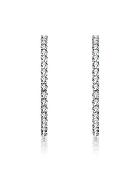 White Gold Plated with Cubic Zirconia Hoop Earrings