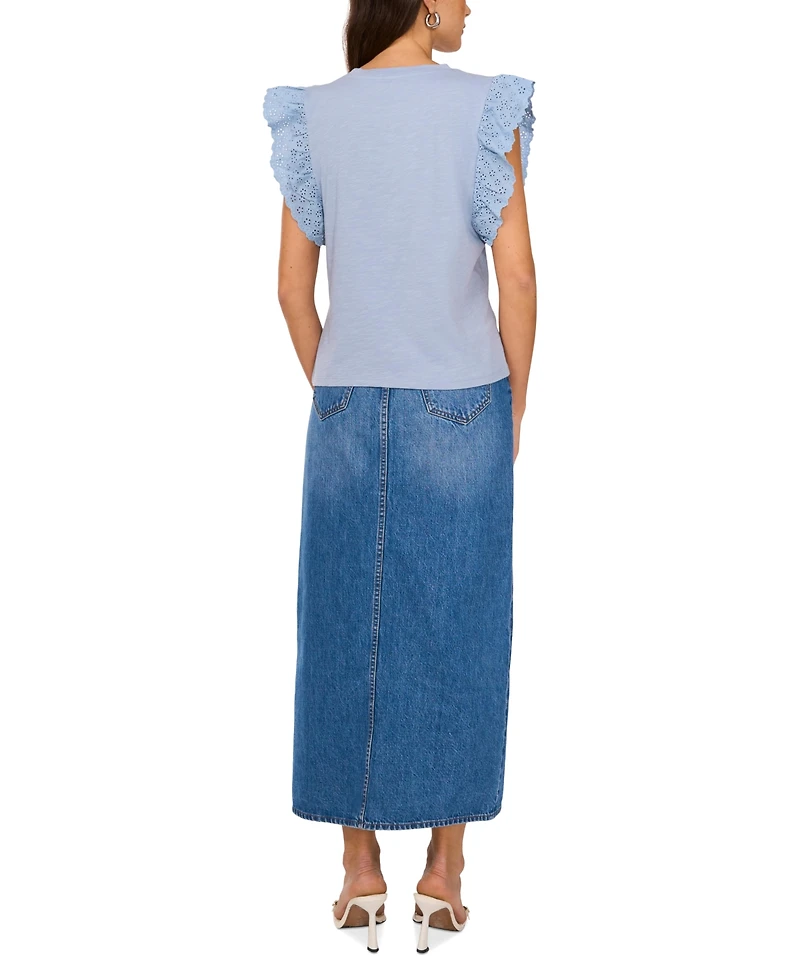 Vince Camuto Women's Cotton Eyelet-Lace Trim Tank Top