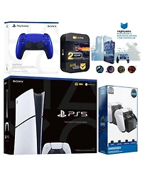 Sony Playstation 5 Slim Digital with Extra Chroma Pearl Controller, Charging Dock and MightySkins Decal Voucher + 2 Year Cps Extended Warranty