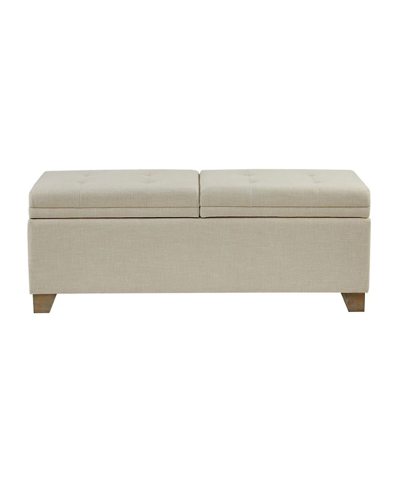 Upholstered Storage Bench with Tufted Split Top and Solid Wood Legs for Entryway or Bedroom-The Pop Home