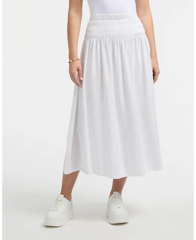 Ellen Tracy Women's Smocked Waist Linen-Blend Skirt