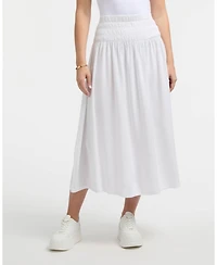 Ellen Tracy Women's Smocked Waist Linen-Blend Skirt