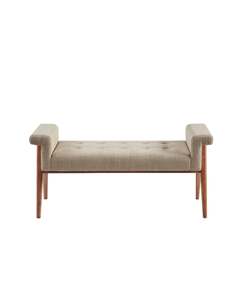 Tufted Upholstered Accent Bench with Key Arm Design and Solid Wood Legs for Living Room or Bedroom Seating-The Pop Home