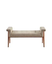 Tufted Upholstered Accent Bench with Key Arm Design and Solid Wood Legs for Living Room or Bedroom Seating-The Pop Home