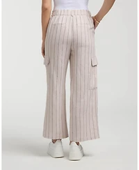 Ellen Tracy Women's Linen Cargo Wide Leg Pant