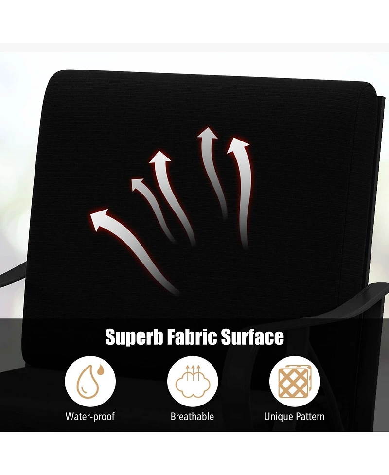 2 Pcs Patio Rocking Chair with Cushion Heavy-Duty Metal Frame Smooth Glider Outdoor