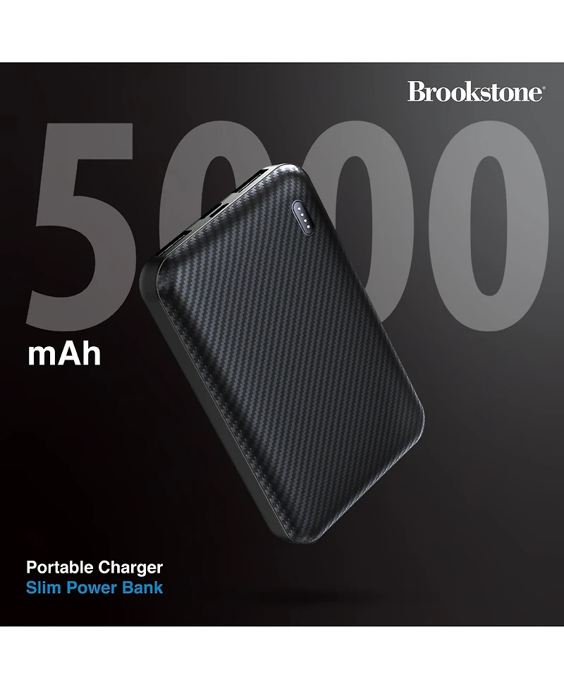 Brookstone 5,000mAh Carbon Fiber Multi-Port Slim Power Bank